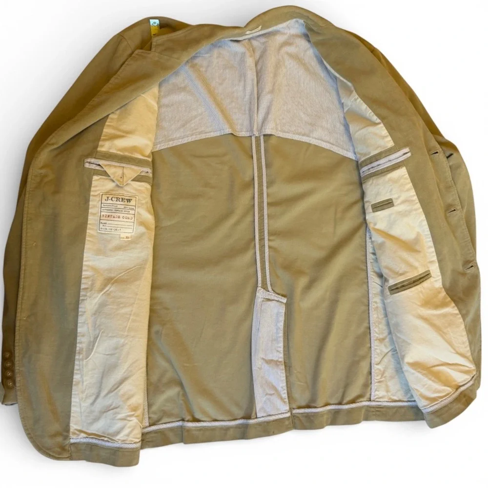J. Crew Mens Vintage-Inspired Corduroy Blazer Tan Khaki Classic‎ Jacket Size XL